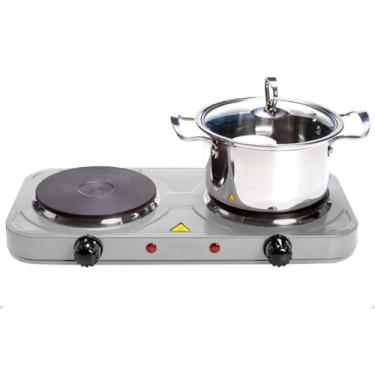 Imagem de Fogareiro De Indução Fogão Portátil Elétrico 2 Bocas 2000w De Potencia Linha Premium(CINZA,110V)