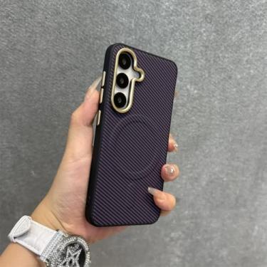 Imagem de Capa protetora de couro para câmera Samsung Galaxy S23 Ultra, fibra de carbono e metal (para Samsung Galaxy S23 Ultra/roxo DanKe)