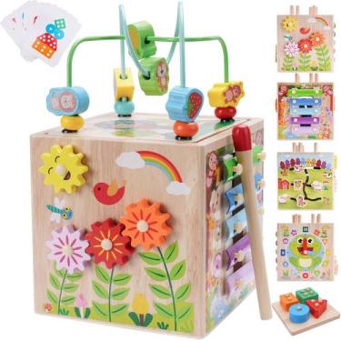 Imagem de Brinquedo Montessori de madeira Activity Cube KMTJT com mais de 12 mes