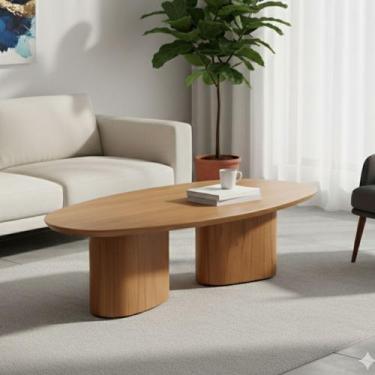 Imagem de Mesa de Centro Redonda para Sala de Estar 120x35cm Ecos Base Madeira M