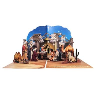 Imagem de iGifts And Cards Cartão de Natal pop-up O Holy Night Presépio – Família Sagrada 3D com Três Reis Magos – Inclui Cartão de Notas – Lembrança Religiosa Única de 15 x 20 cm para o Natal, Epifania, Dia