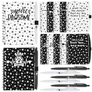 Imagem de Eaasty Conjunto de 20 cadernos espirais de técnico veterinário em espiral com canetas esferográficas fofas de pata para presente de assistente de recepcionista veterinário (branco e preto)