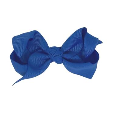 Imagem de Laço Boutique Infantil Tamanho P 7x3 Cm em Gorgorão com Presilha Bico de Pato e Diversas Cores (Azul Royal)