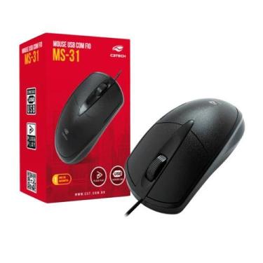 Imagem de Mouse Office Com Fio Usb 2.0 3 Botões Preto Ms-31 1000 Dpi - C3 -tech
