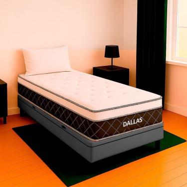 Imagem de Cama Box Solteiro Cinza Colchão Dallas Molas Vstore 78x188
