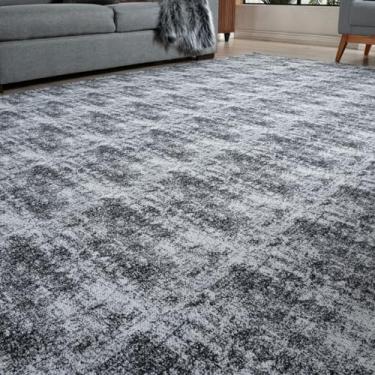 Imagem de Tapete Grande 3,00 M X 2,00 M Sala Quarto Escritório Moderno Sofisticado Elegante Clean (Mesclado Preto)