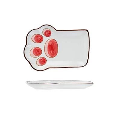 Imagem de Prato de serviço conjunto de utensílios de mesa de estilo japonês pratos e pratos tigela de arroz única para uso doméstico bonito menina coração pratos de mesa de cerâmica (cor: 1)