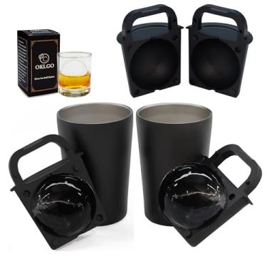 Imagem de Bandeja transparente para fazer cubos de gelo: molde redondo grande de 6 cm, aço inoxidável e silicone, gelo transparente de derretimento lento para uísque, coquetéis e bar doméstico (pacote com 2)