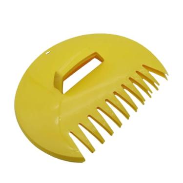 Imagem de IEUDNS Coletores de folhas, pás de folhas, ancinhos manuais multifuncionais, ferramenta de jardinagem para espalhar cobertura morta, recortes de grama e, Amarelo Redondo
