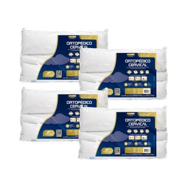 Imagem de Kit 4 Travesseiros Formato Cervical Dobravél - Fibrasca