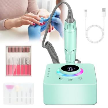 Imagem de Máquina de furadeira elétrica de mesa portátil 2 em 1, sem escova, 45.000 RPM, bateria de 14,8 Wh (tempo de uso: 8 horas), polidor de manicure com conjunto de brocas, 11 brocas