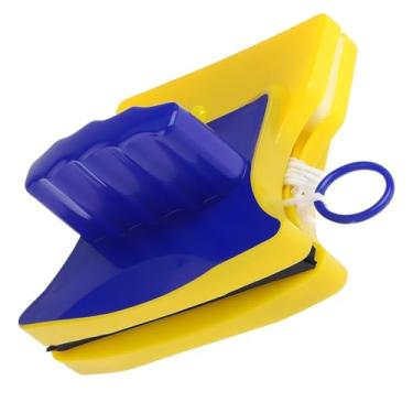 Imagem de Limpador Magnético de Vidros, Azul e Amarelo, Dupla Face com Corda de Segurança, para Janelas, 11,7 x 10,3 cm
