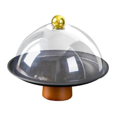 Imagem de KiBcsLic Suporte para bolo com tampa, bandeja organizadora, prato, suporte para, cobertura em cúpula, para bolo para festa de clube, cozinha, festival, Preto 20x18cm