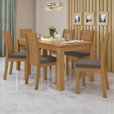 Imagem de Conjunto Sala de Jantar 6 Lugares Retangular Tampo MDF Mesa e Cadeiras