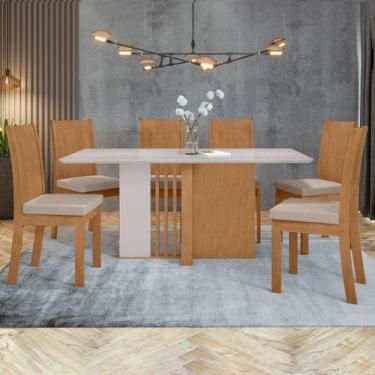 Imagem de Conjunto Sala de Jantar 6 Lugares Retangular Tampo MDF Mesa Astrid com