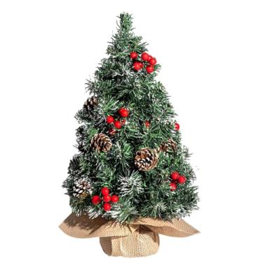 Imagem de Pequena árvore de Natal artificial, decoração de Natal, adorno de árvore falsa para mesa de jantar de cozinha doméstica (laranja, verde, rosa, 30 cm)