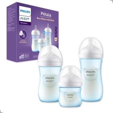 Imagem de Kit Triplo Mamadeira 0-6 M Philips Avent Pétala 125/260/330Ml, Azul