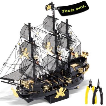 Imagem de Quebra-cabeça de metal 3D Black Pearl Pirate Ship Model Piececool
