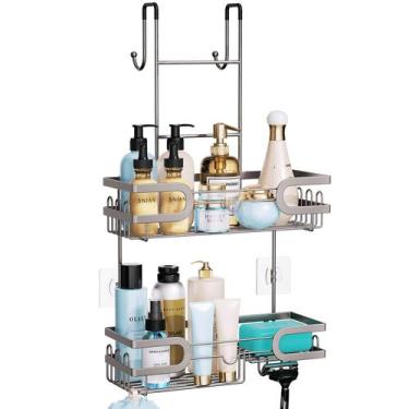 Imagem de Shower Caddy HaFirm Hanging com 14 ganchos e suporte de sabonete em aç