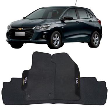 Imagem de Tapete Borracha Onix 2020 à 2025 Preto Pvc Logo Bordado Jogo 3 Peças E