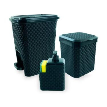 Imagem de Kit Completo Para Cozinha Dispenser e Lixeiras 5 e 7 Litros - ARQPLAST