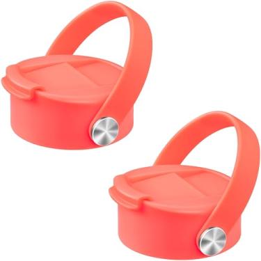 Imagem de Soledea Tampa flip para Hydro Flask boca larga 32 1,134 g com alça flexível, tampa de café de substituição para Hydro Flask, Simple Modern, ThermoFlask e mais garrafas de água de 350 ml - Laranja, 2