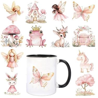 Imagem de UV DTF Cup Wraps Transfer - 12 padrões de contos de fadas desenho animado coelho UV DTF copo adesivo para caneca de cerâmica garrafa de água de vidro, artesanato DIY para notebook, bagagem, laptop