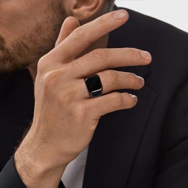 Imagem de Anel de polegar quadrado de aço inoxidável com circunferência de dedo de 13 mm para homens, acessórios de joias modernas, anel masculino preto legal para motociclista, Aço inoxidável, Sem pedra