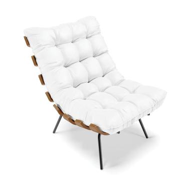 Imagem de Poltrona Costela Corino Base Metálica Preto - D'Rossi Branco