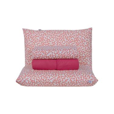 Imagem de Jogo De Lençol 4 Peças King Percal 180 Fios Homme 60% Algodão 40% Poliéster - Gummy Pink