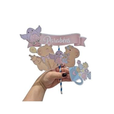 Imagem de Topper para Doces Tema Capivara — Decoração de Festa Infantil, Lembrancinha, Mesa de Doces Personalizada — Kit com 50 unidades