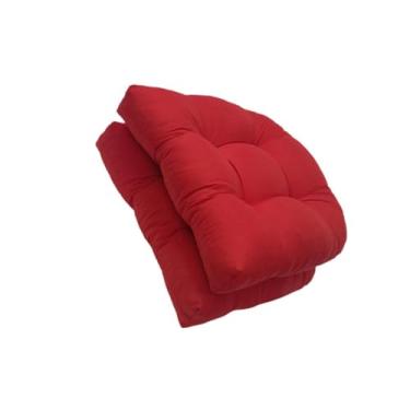 Imagem de Whtkoph Almofadas de Assento de Vime para áreas Internas/externas, 48 X 48 Cm, Antiderrapantes, Tufadas, Conjunto de 2 para Cadeiras de Jardim, Sala de Estar, Vermelho