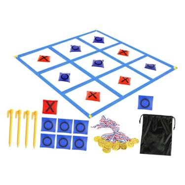 Imagem de KiBcsLic Jogo da Velha para Jardim, Quintal, Gramado, 120x120cm (47,24x47,24 polegadas), Jogo de Arremesso de Sacos de Areia, Brinquedo para Encontros e, Sudoku Azul