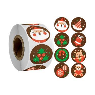 Imagem de 500 Pcs 1.5" Christmas Stickers Merry Christmas Cute Holiday Waterproof Sticker for X-mas Gift Packing, Cards, Envelopes,Goodie Bags,Gift Favors Box, Party Favors Decorations S1 Pattern 2