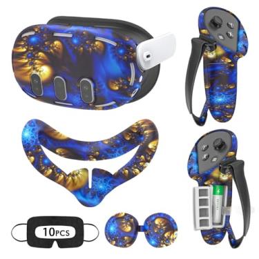 Imagem de VR Silicone Case for Meta Quest 3, Accessories for Oculus Quest 3, Face Cover, Controller Grips, Shell Cover, Lens Cover, Disposable Eye Cover (Bluefire)