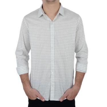 Imagem de Camisa Masculina Docthos ML Slim Xadrez Off White - 2498-Masculino