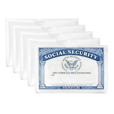 Imagem de 20 peças de porta-cartões de PVC, capas protetoras de cartão de segurança social transparentes à prova d'água para cartões de crédito, carteira de motorista, proteção de identidade