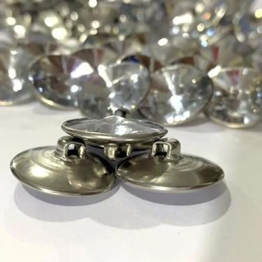 Imagem de Botões de cristal de strass de 22 mm - Botões de tufos transparentes com laço de metal para estofamento, sofá, cama, cabeceira, artesanato e decoração Botão 22 mm (40)
