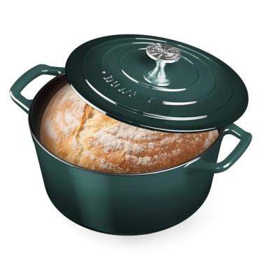 Imagem de Nuwave Panela de forno holandês de ferro fundido esmaltado saudável 6QT com tampa, esmalte resistente de 7 camadas, proteção aprimorada contra ferrugem, alças duplas, seguro para forno a 260 °C para