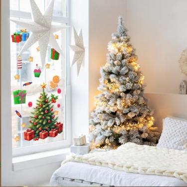 Imagem de Adesivos de parede de Natal PVC 30 x 60 cm motivos festivos de férias fáceis de aplicar e remover para janelas paredes portas decoração de casa sazonal, conforme a cor mostrada