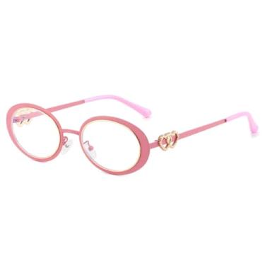 Imagem de HCHES Lindos óculos de sol ovais femininos com design de coração duplo na cor rosa, com proteção UV400 (rosa anti-luz).