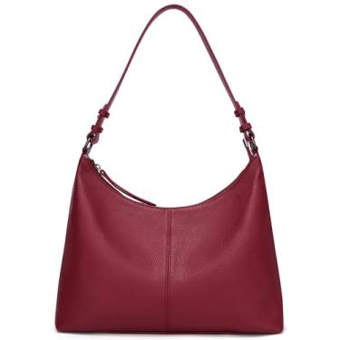 Imagem de Hobo Bolsas femininas de couro legítimo, bolsa tiracolo casual de trabalho com duas alças ajustáveis, Borgonha, Medium, Casual, moda, trabalho, moda 2025, elegante