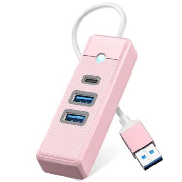 Imagem de Hub USB 3.0 de 3 portas, adaptador USB tipo A de 5 Gbps com 2 USB A, 1 tipo C para laptop, celular, tablet, compatível com Mac OS 10.X e superior, Linux, Android