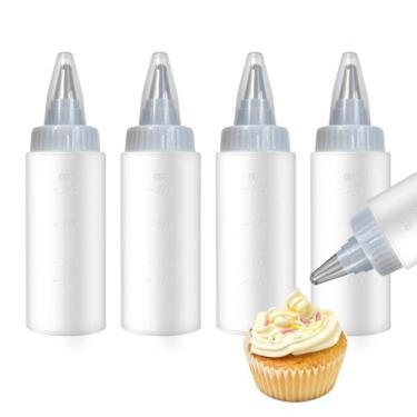 Imagem de hongliang 4 garrafas de plástico de 118 ml, para molhos, ketchup, garrafas de garoa para decoração de biscoitos, líquidos para artes de panqueca