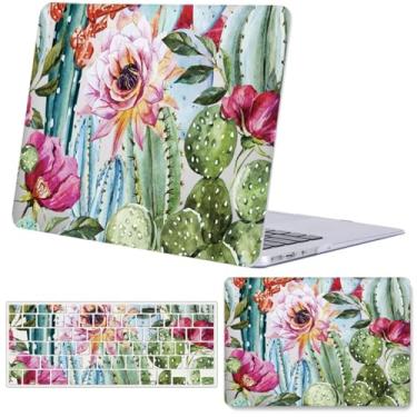 Imagem de FFBOFFC Capa compatível com MacBook Pro 15 polegadas 2019 2018 2017 2016 versão modelo A1990 A1707 com Touch Bar e Touch ID, linda capa de plástico rígido para laptop e capa de teclado, 802 Cactus