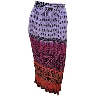 Imagem de Saia Indiana Longa Tradicional Crepe Estampada Degradê - Sarat Moda In