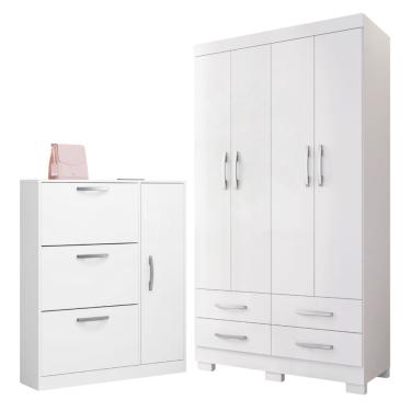 Imagem de Conjunto de Guarda Roupa e Sapateira Coutos Branco