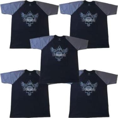 Imagem de Kit 5X Camiseta 100% Algodão Iron Darkness - Tamanho GG Preta/Cinza - IntegralMédica-Masculino