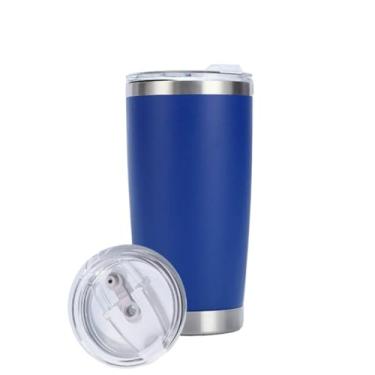 Imagem de Garrafa TéRmica PortáTil，Copo Cafe Termico Copo TéRmico 360ml com Tampa MantéM Bebidas Geladas e Quentes Não Vaza Aço Inox(Azul)