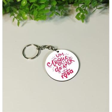 Imagem de Chaveiros Personalizados em MDF Branco 3mm - Outubro Rosa (Modelo 3) -